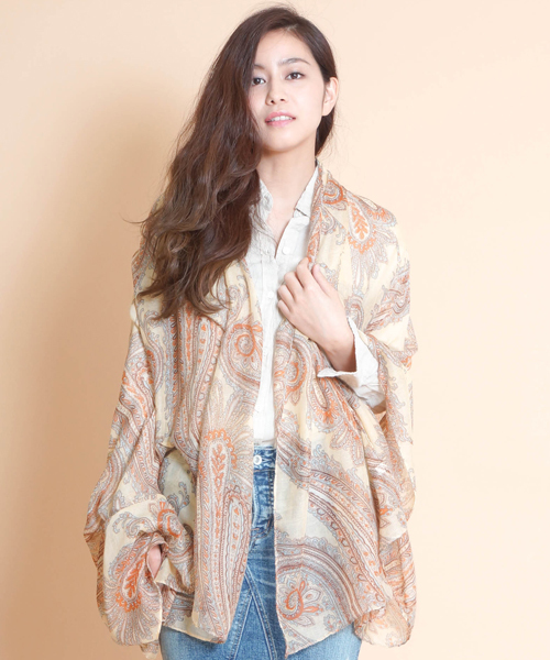 goa(ゴア)の「麻レーヨン2wayカシュクールシャツ×ペイズリーストールSET(シャツ/ブラウス・レディース・キナリ/オフホワイト・FREE)」の2枚目の写真