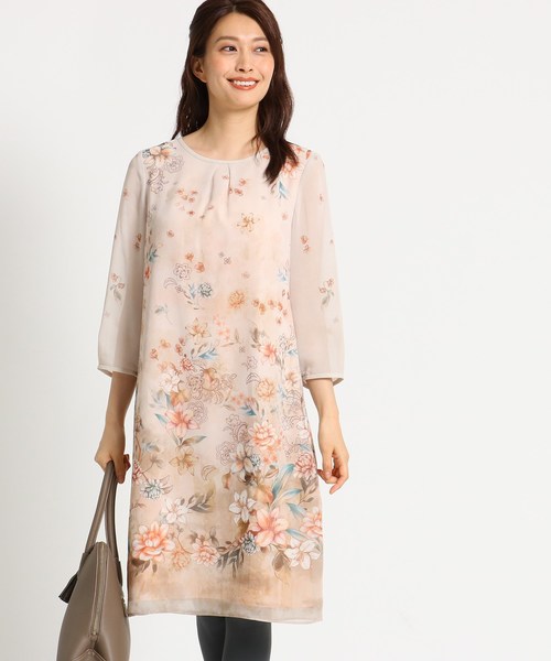 Sunauna スーナウーナ の 洗える シフォンパネルフラワーワンピース ワンピース Wear