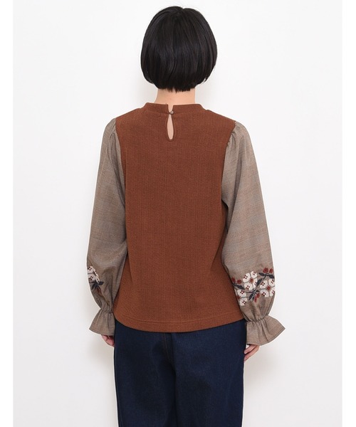 POU DOU DOU（プードゥドゥ）の「ニットソークロスステッチボリューム袖トップス（Tシャツ/カットソー・レディース・ネイビー/ブラウン/アイボリー・3）」の20枚目の写真