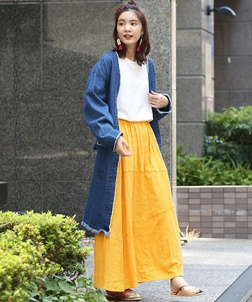 チチカカ（チチカカ）の「着流しガウン（ノーカラージャケット・レディース・ベージュ/インディゴブルー・FREE）」の7枚目の写真