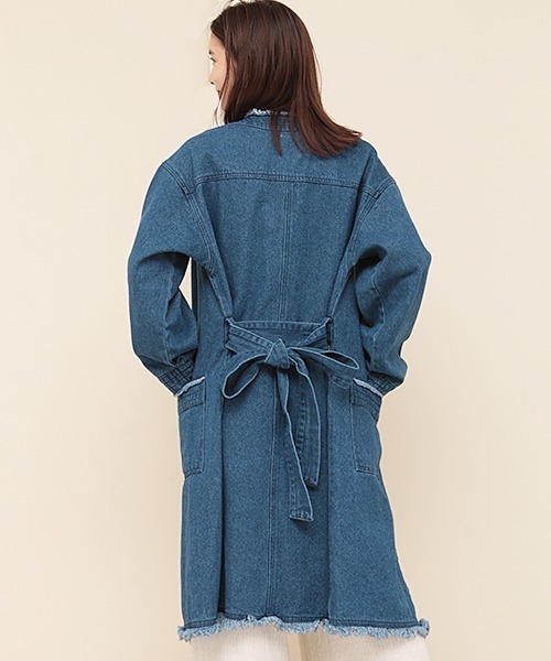 チチカカ（チチカカ）の「着流しガウン（ノーカラージャケット・レディース・ベージュ/インディゴブルー・FREE）」の10枚目の写真