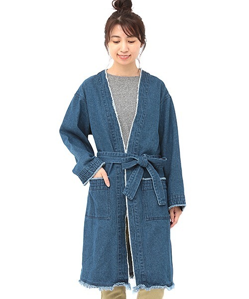 チチカカ（チチカカ）の「着流しガウン（ノーカラージャケット・レディース・ベージュ/インディゴブルー・FREE）」の12枚目の写真