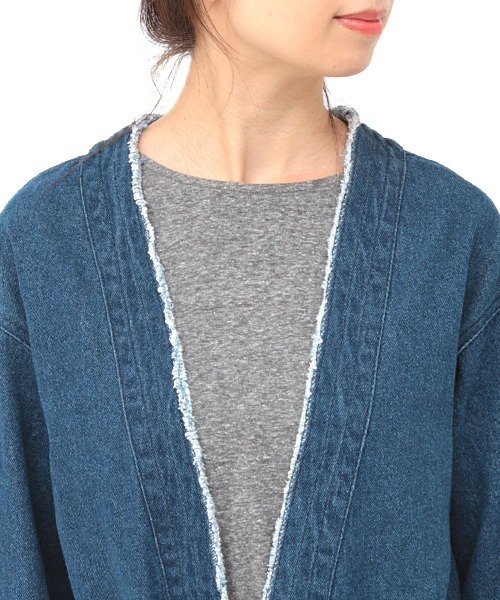 チチカカ（チチカカ）の「着流しガウン（ノーカラージャケット・レディース・ベージュ/インディゴブルー・FREE）」の16枚目の写真