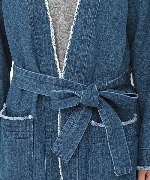 チチカカ（チチカカ）の「着流しガウン（ノーカラージャケット・レディース・ベージュ/インディゴブルー・FREE）」の19枚目の写真