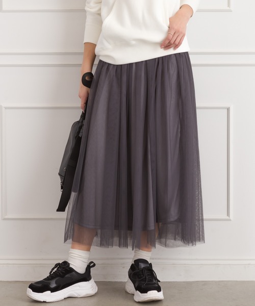 SpRay（スプレイ）の「【WEB限定】チュールスカート（スカート・レディース・ブラック/グレー/ピンク/アイボリー・FREE）」の3枚目の写真