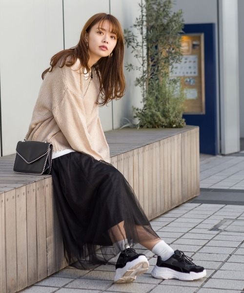 SpRay（スプレイ）の「【WEB限定】チュールスカート（スカート・レディース・ブラック/グレー/ピンク/アイボリー・FREE）」の7枚目の写真