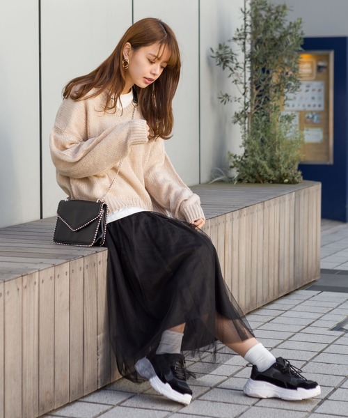 SpRay（スプレイ）の「【WEB限定】チュールスカート（スカート・レディース・ブラック/グレー/ピンク/アイボリー・FREE）」の8枚目の写真