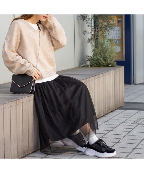 SpRay（スプレイ）の「【WEB限定】チュールスカート（スカート・レディース・ブラック/グレー/ピンク/アイボリー・FREE）」の9枚目の写真