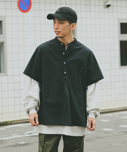 WAIPER.inc（ワイパーインク）の「新品 ブルガリア軍 1950年代復刻 半袖 グランパシャツ 後染め（シャツ/ブラウス・メンズ・ブラック/ネイビー/オリーブ・M/L/XL）」の20枚目の写真