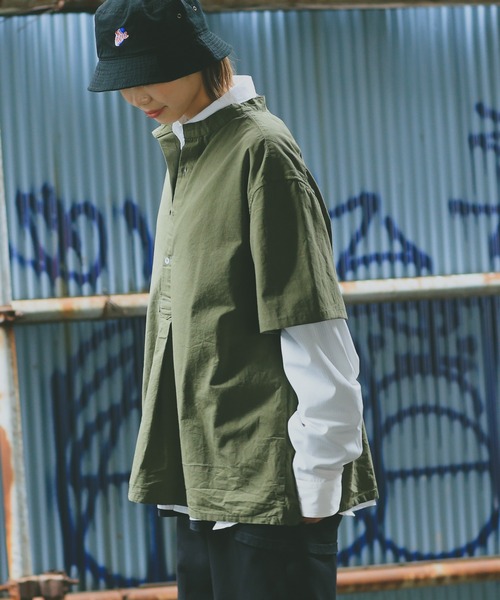 WAIPER.inc（ワイパーインク）の「新品 ブルガリア軍 1950年代復刻 半袖 グランパシャツ 後染め（シャツ/ブラウス・メンズ・ブラック/ネイビー/オリーブ・M/L/XL）」の19枚目の写真