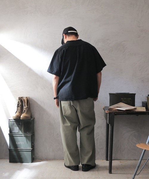 WAIPER.inc（ワイパーインク）の「新品 ブルガリア軍 1950年代復刻 半袖 グランパシャツ 後染め（シャツ/ブラウス・メンズ・ブラック/ネイビー/オリーブ・M/L/XL）」の15枚目の写真