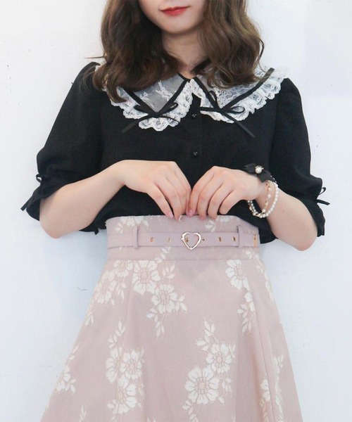 ROJITA（ロジータ）の「リボン付配色レース衿ブラウス（シャツ