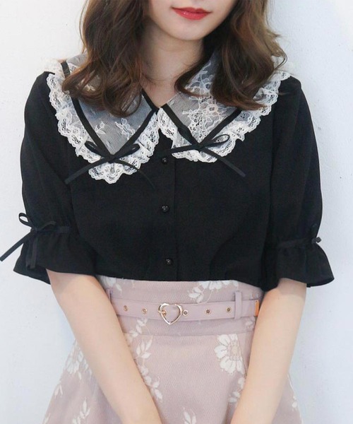 リボンレース衿ブラウス ROJITA（ロジータ）の「リボン付配色レース衿ブラウス（シャツ
