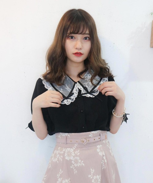 ROJITA（ロジータ）の「リボン付配色レース衿ブラウス（シャツ