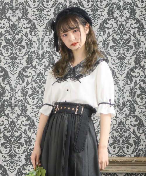 リボンレース衿ブラウス ROJITA（ロジータ）の「リボン付配色レース衿ブラウス（シャツ