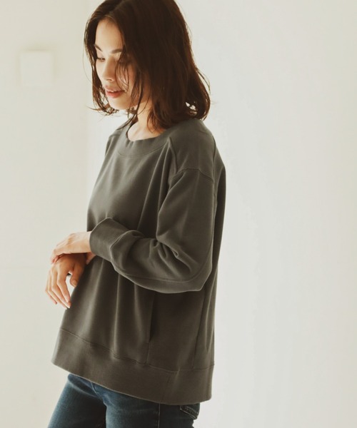 BAYFLOW(ベイフロー)の「ボートネックウラケプルオーバー(Tシャツ/カットソー・レディース・チャコールグレー/ブラウン/オレンジ・SMALL/MEDIUM)」の2枚目の写真