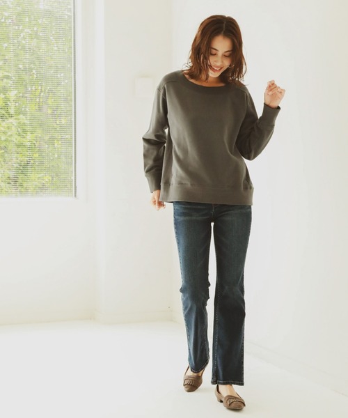 BAYFLOW(ベイフロー)の「ボートネックウラケプルオーバー(Tシャツ/カットソー・レディース・チャコールグレー/ブラウン/オレンジ・SMALL/MEDIUM)」の4枚目の写真