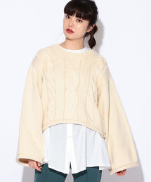 BeAMS DOT | 【WEB限定】BeAMS DOT / ワイドスリーブ ケーブルニット(ニット/セーター)