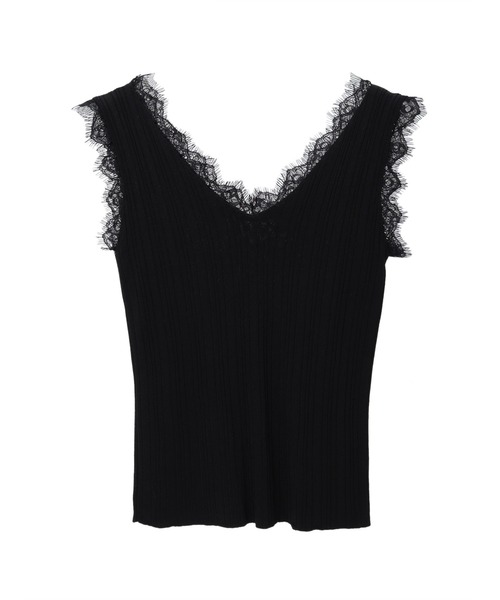 fifth（フィフス）の「レースドッキングニットタンクトップ（キャミソール・レディース・ホワイト/ブラック・MEDIUM）」の3枚目の写真