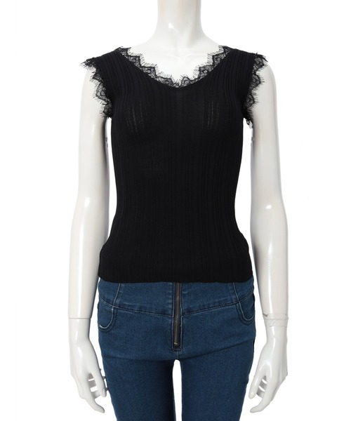 fifth（フィフス）の「レースドッキングニットタンクトップ（キャミソール・レディース・ホワイト/ブラック・MEDIUM）」の10枚目の写真