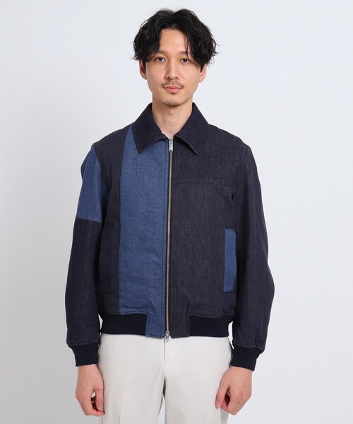 TAKEO KIKUCHI(タケオキクチ)の「◆デニムパッチワークリブブルゾン(デニムジャケット・メンズ・ネイビー/ホワイト・02/03)」の4枚目の写真