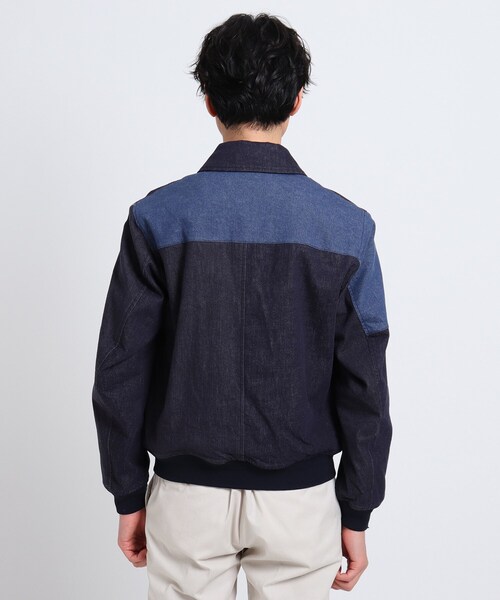 TAKEO KIKUCHI(タケオキクチ)の「◆デニムパッチワークリブブルゾン(デニムジャケット・メンズ・ネイビー/ホワイト・02/03)」の6枚目の写真