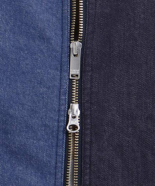 TAKEO KIKUCHI(タケオキクチ)の「◆デニムパッチワークリブブルゾン(デニムジャケット・メンズ・ネイビー/ホワイト・02/03)」の12枚目の写真