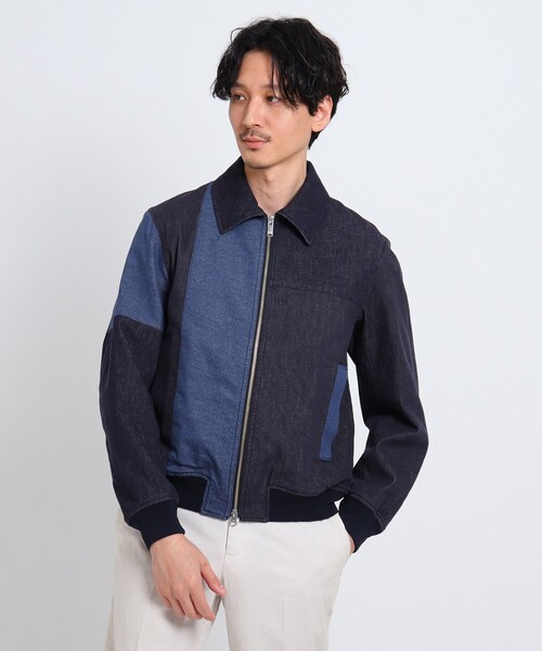 TAKEO KIKUCHI(タケオキクチ)の「◆デニムパッチワークリブブルゾン(デニムジャケット・メンズ・ネイビー/ホワイト・02/03)」の13枚目の写真