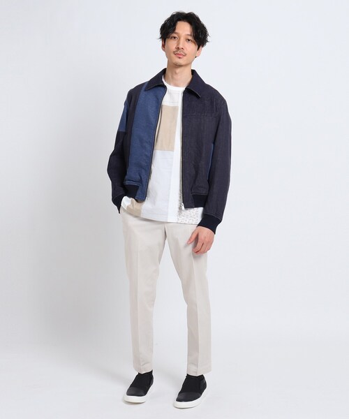 TAKEO KIKUCHI(タケオキクチ)の「◆デニムパッチワークリブブルゾン(デニムジャケット・メンズ・ネイビー/ホワイト・02/03)」の14枚目の写真