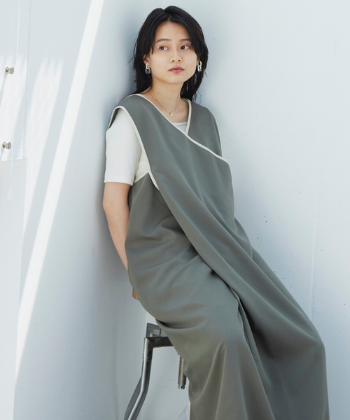 Happy John（ハッピージョン）の「3wayパイピングロングジャンスカ（ワンピース・レディース・ブラック/カーキ/モカ・FREE）」の3枚目の写真