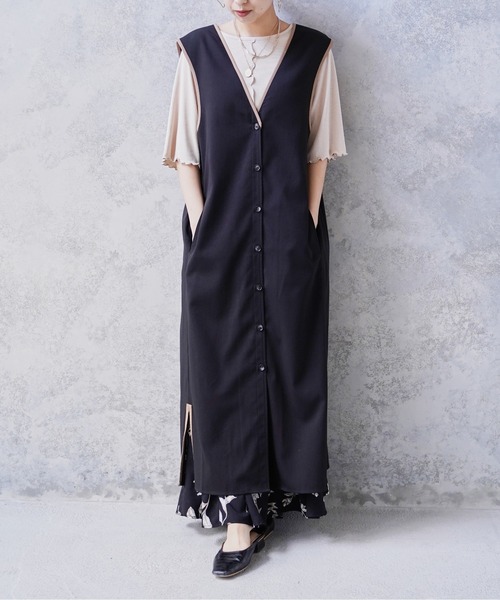 Happy John（ハッピージョン）の「3wayパイピングロングジャンスカ（ワンピース・レディース・ブラック/カーキ/モカ・FREE）」の4枚目の写真