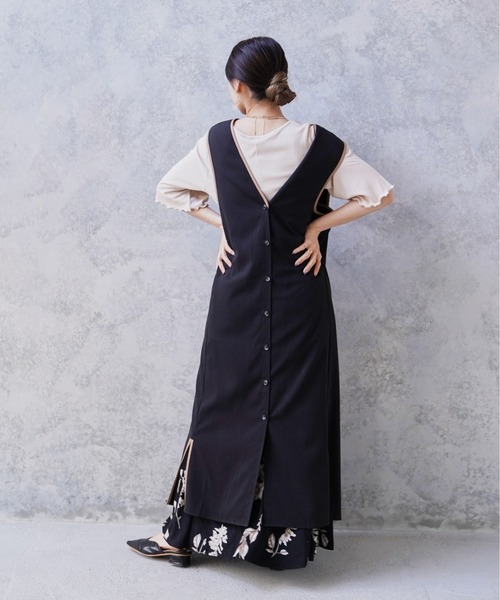 Happy John（ハッピージョン）の「3wayパイピングロングジャンスカ（ワンピース・レディース・ブラック/カーキ/モカ・FREE）」の11枚目の写真