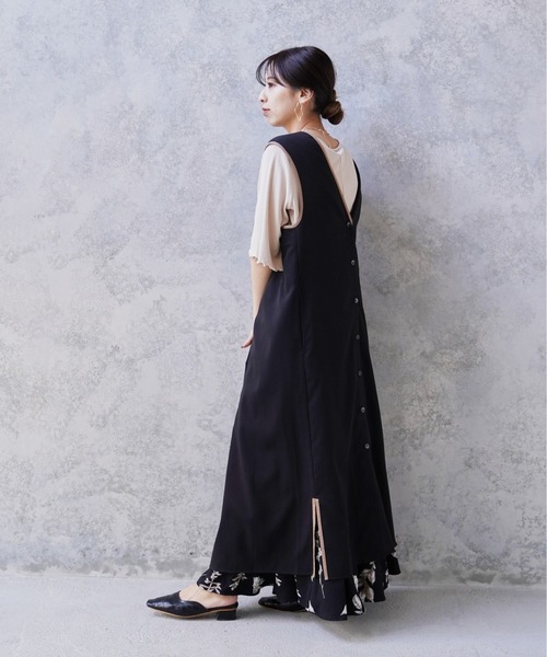 Happy John（ハッピージョン）の「3wayパイピングロングジャンスカ（ワンピース・レディース・ブラック/カーキ/モカ・FREE）」の12枚目の写真