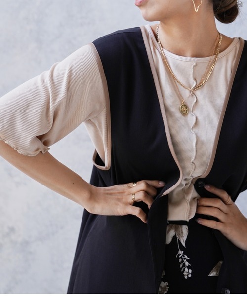 Happy John（ハッピージョン）の「3wayパイピングロングジャンスカ（ワンピース・レディース・ブラック/カーキ/モカ・FREE）」の16枚目の写真