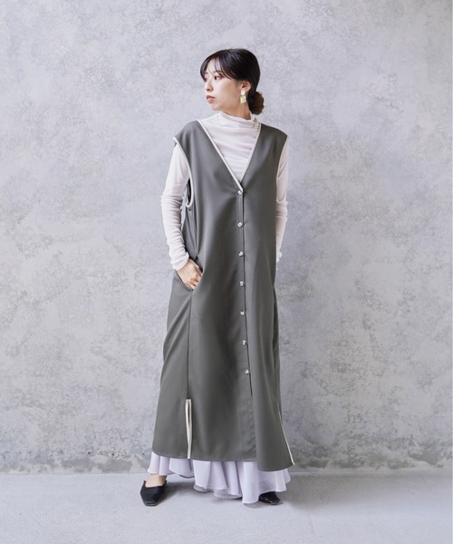 Happy John（ハッピージョン）の「3wayパイピングロングジャンスカ（ワンピース・レディース・ブラック/カーキ/モカ・FREE）」の21枚目の写真