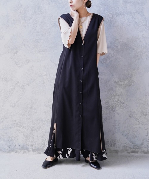 Happy John（ハッピージョン）の「3wayパイピングロングジャンスカ（ワンピース・レディース・ブラック/カーキ/モカ・FREE）」の5枚目の写真