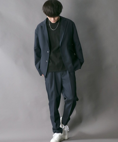 セットアップ テーラード ジャケット コーデセット ポリトロ 高見え 大人 メンズ 長袖 大きいサイズ 上品 無地 レディース ユニセックス 男女兼用 送料無料