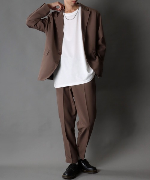 SITRY（シトリー）の「SITRY Tailored Jacket Setup/別注 ポリトロ テーラードジャケット＆タックテーパードパンツ セットアップ（セットアップ・メンズ・スモークグレー/ブラック/ネイビー/ブラウン/ライトブラウン/ブルーグレー/グレイッシュベージュ/クリアブラック・M/L/LL）」の17枚目の写真