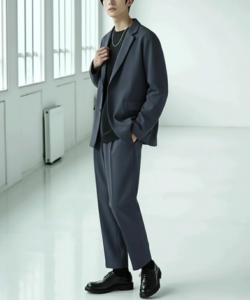 SITRY（シトリー）の「SITRY Tailored Jacket Setup/別注 セットアップ 2点セット テーラードジャケット＆タックテーパードパンツ（セットアップ・メンズ・スモークグレー/ブラック/ネイビー/ブラウン/ライトブラウン/ブルーグレー/グレイッシュベージュ/クリアブラック・M/L/LL）」の15枚目の写真