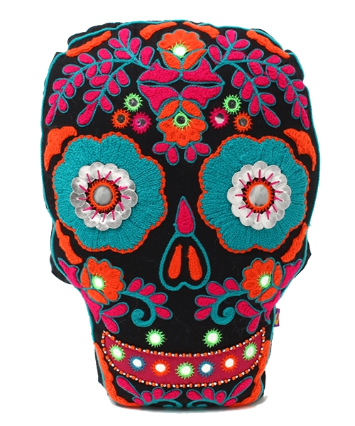 チャイハネ（チャイハネ）の「【チャイハネ】カラベラ刺繍クッション（クッション/クッションカバー・レディース・ブラック/グリーン/オレンジ・FREE）」の2枚目の写真