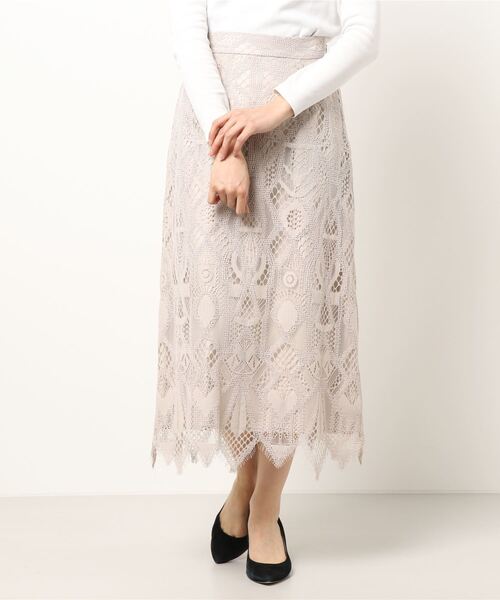 Te chichi（テチチ）の「コードレースセミフレアスカート（スカート・レディース・オフホワイト/グリーン/グレー・ﾌﾘ-）」の3枚目の写真