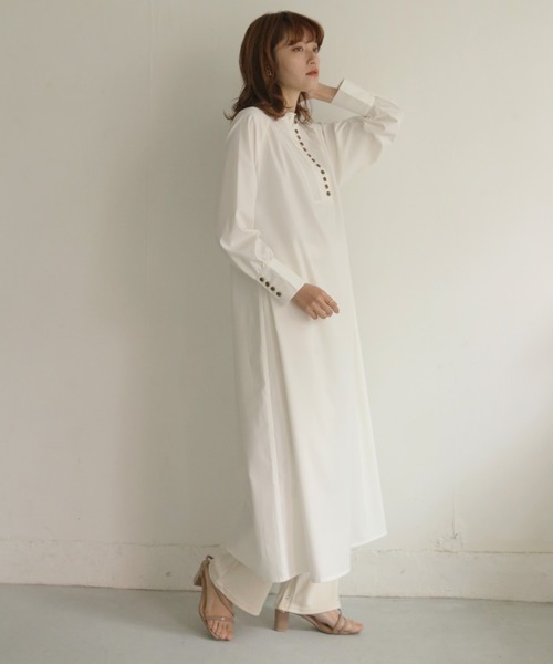 CLEIO（クレイオ）の「【CLEIO】ラグランスリーブロングワンピース（ワンピース・レディース・オフホワイト/ブルー/ピンクベージュ・FREE）」の10枚目の写真