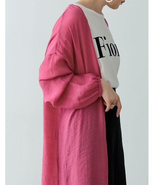 Re:EDIT（リエディ）の「[低身長サイズ有][洗濯機で洗える]ボリュームスリーブ楊柳ガウンカーディガン（カーディガン/ボレロ・レディース・アイボリー/モカ/グレイッシュベージュ/ブラウン/ピンク/ベージュ/ブルー/オレンジ/グリーン・MEDIUM/LARGE/SHORT）」の12枚目の写真