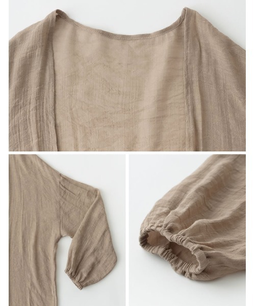 Re:EDIT（リエディ）の「[低身長サイズ有][洗濯機で洗える]ボリュームスリーブ楊柳ガウンカーディガン（カーディガン/ボレロ・レディース・アイボリー/モカ/グレイッシュベージュ/ブラウン/ピンク/ベージュ/ブルー/オレンジ/グリーン・MEDIUM/LARGE/SHORT）」の17枚目の写真