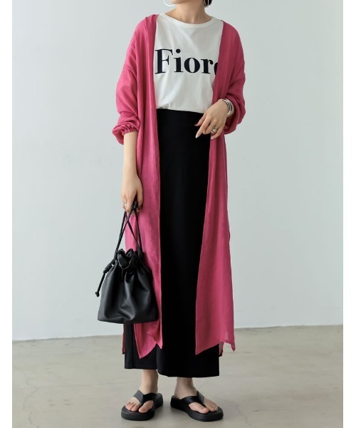 Re:EDIT（リエディ）の「[低身長サイズ有][洗濯機で洗える]ボリュームスリーブ楊柳ガウンカーディガン（カーディガン/ボレロ・レディース・アイボリー/モカ/グレイッシュベージュ/ブラウン/ピンク/ベージュ/ブルー/オレンジ/グリーン・MEDIUM/LARGE/SHORT）」の14枚目の写真