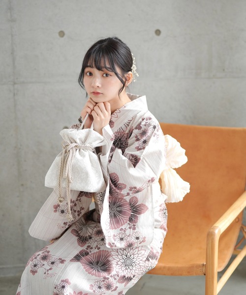 ブラウンの菊づくし utatane フリーサイズ 浴衣 帯 2点 セット 新品◇ ブラウンの菊づくし utatane フリーサイズ 浴衣 帯 2点