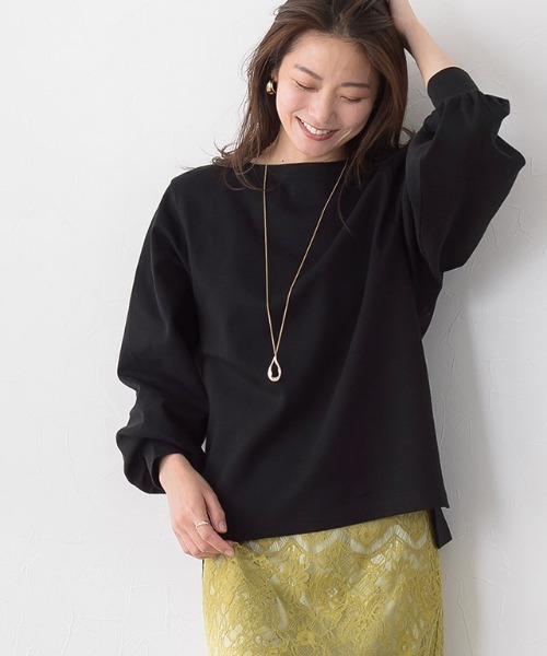 Pierrot(ピエロ)の「コットンポンチバルーンスリーブトップス(Tシャツ/カットソー・レディース・ライトグレー/ブラック/ライトベージュ・M/L)」の1枚目の写真