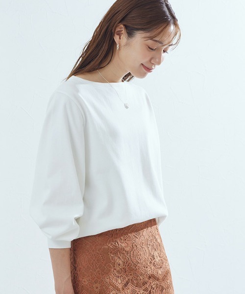 Pierrot(ピエロ)の「コットンポンチバルーンスリーブトップス(Tシャツ/カットソー・レディース・ライトグレー/ブラック/ライトベージュ・M/L)」の5枚目の写真