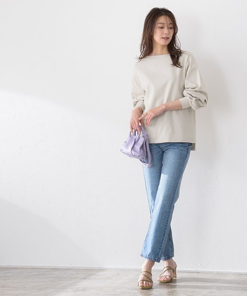 Pierrot(ピエロ)の「コットンポンチバルーンスリーブトップス(Tシャツ/カットソー・レディース・ライトグレー/ブラック/ライトベージュ・M/L)」の8枚目の写真