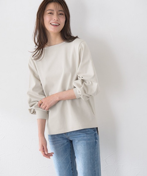 Pierrot(ピエロ)の「コットンポンチバルーンスリーブトップス(Tシャツ/カットソー・レディース・ライトグレー/ブラック/ライトベージュ・M/L)」の10枚目の写真